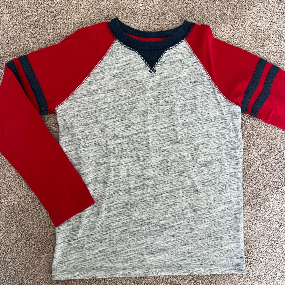 Lands’ End Boy’s Red and Gray Raglan Shirt